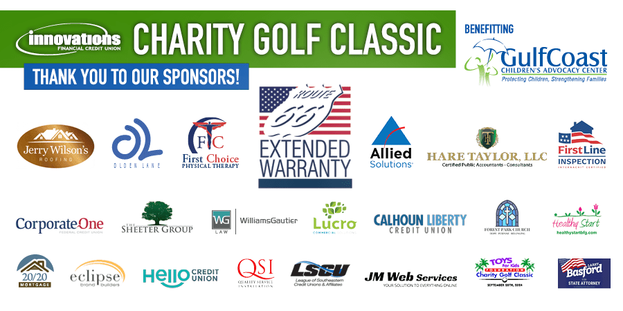 Collage of Charity Golf Classic sponsor logos.