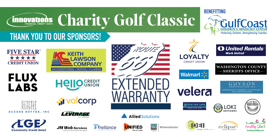 Collage of Charity Golf Classic sponsor logos.