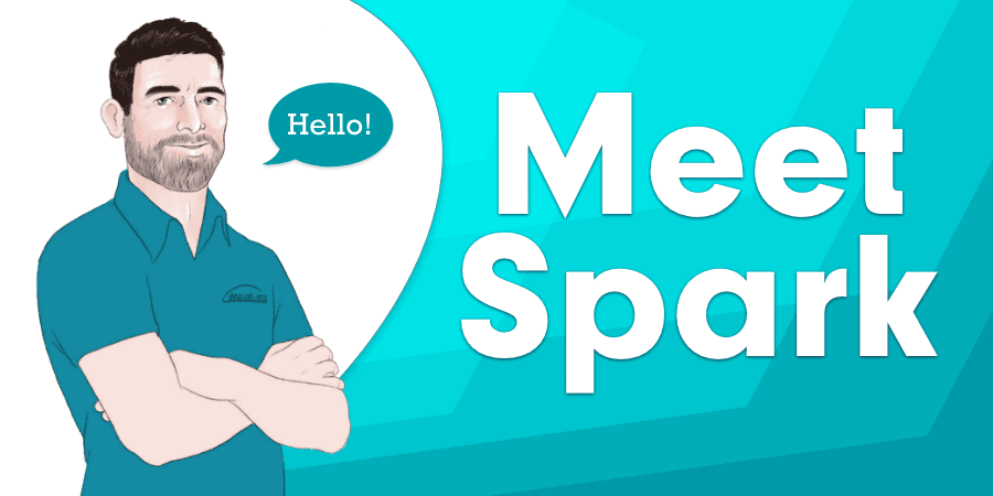 An illustration of Spark. At the right, the words: Meet spark.