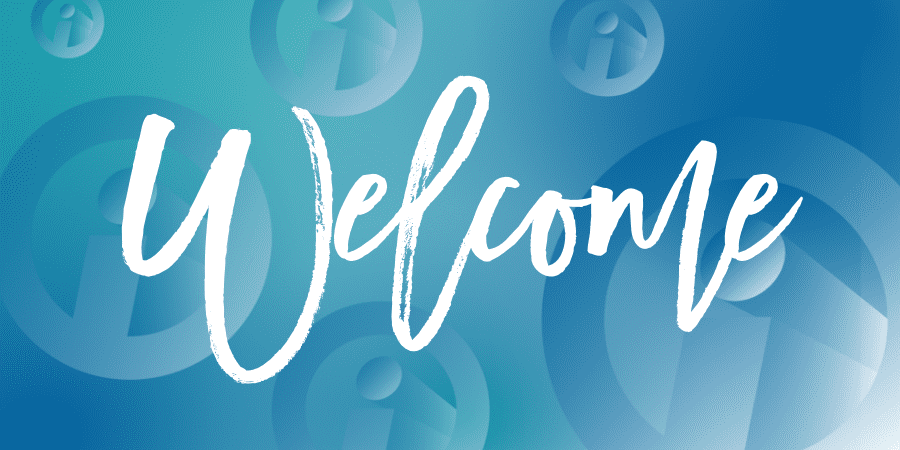 The word Welcome written in cursive against a watermark of the Innovations icon.