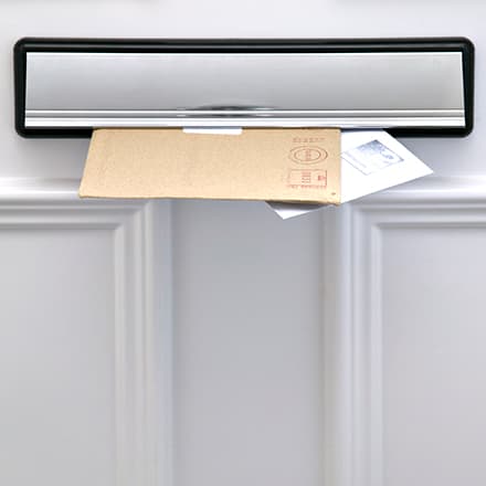 A door mounted mailbox slot.