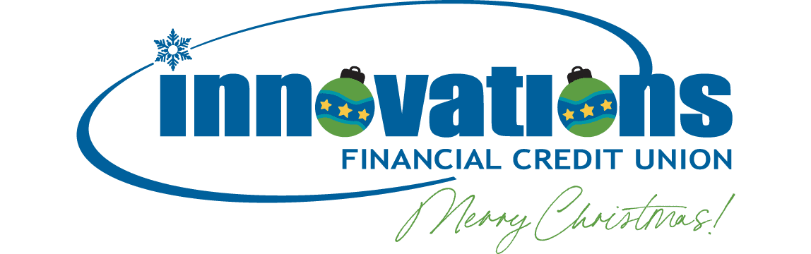Innovations Financial Credit Union logo themed to Christmas