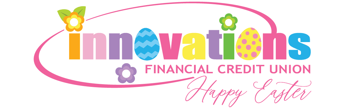 Innovations Financial Credit Union logo themed to Easter