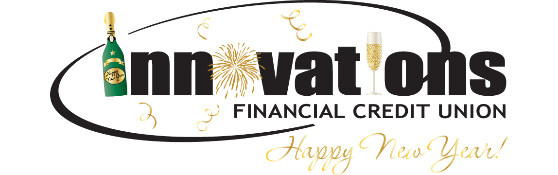 Innovations Financial Credit Union logo themed to the New Year