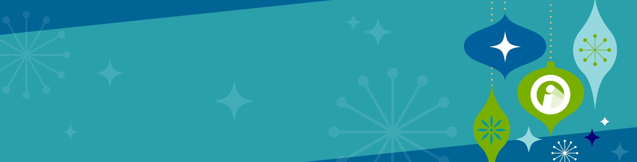 Illustration of holiday ornaments with the Innovations imark.